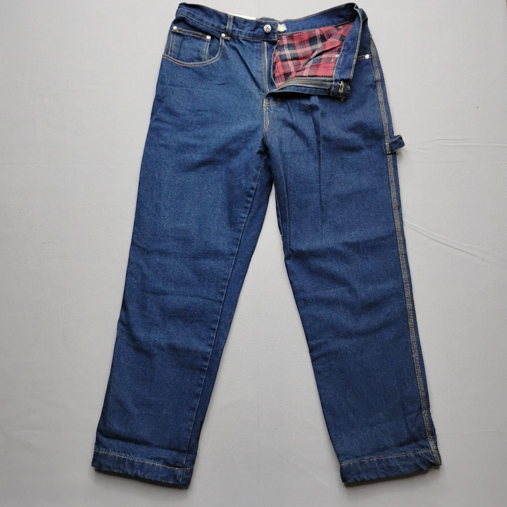 Boston Traders Mens Flannel Lined Carpenter Jeans Indigo Blue 34x30